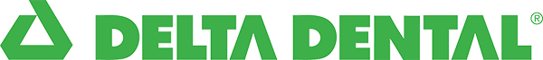 Delta Dental logo featuring a green triangular symbol alongside the words 